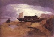 John sell cotman, seashore with boats